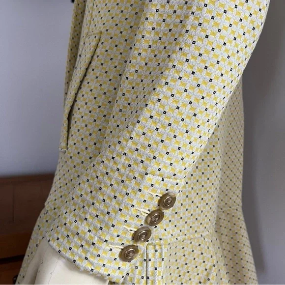 Cabi Women’s Hobnob Topper Jacket Swing Coat Daffodil Yellow Geometric Design S - Picture 9 of 15